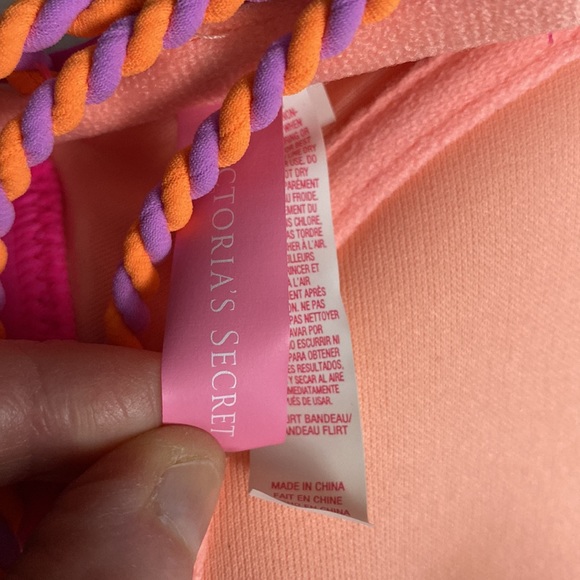 NWOT Victoria Secret strapless push up orange lavender strap bra bikini top - Picture 5 of 5